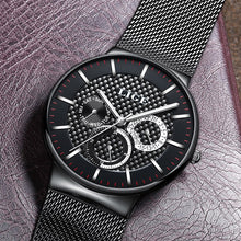 Men's watch fashion casual watch waterproof watch ultra-thin quartz watch simple business watch the best gift.